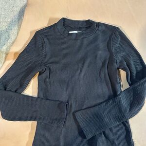 Girls Abercrombie Black Ribbed Long Sleeve Top